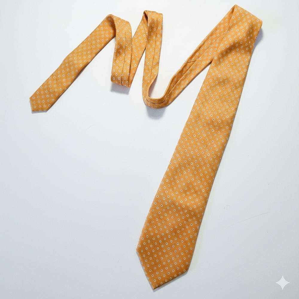Altea Milano 100% Silk Vintage Orange Tangerine Navy Blue Tie Polka Dots Italy